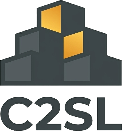 Logo de C2SL : un empilement de blocs anthracite, dont deux dorés, au-dessus du nom C2SL